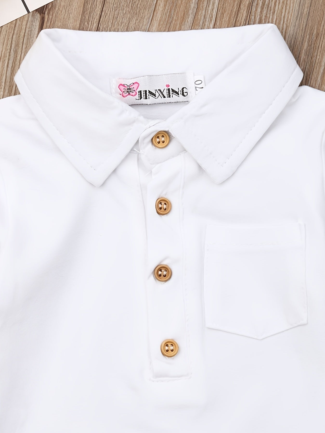 Baby Boy Romper Lapel Button Closure Front Gentleman Jumpsuit