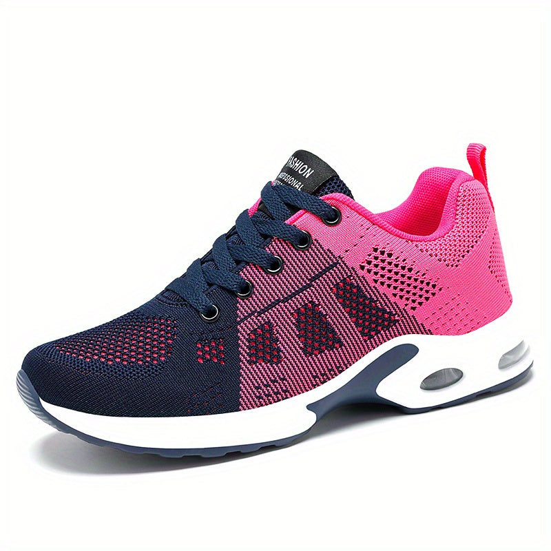 Women's Breathable Knit Running Shoes Casual Lace Up Outdoor Shoes