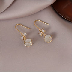Cat Eye Stone Stud Earrings Western Style Hypoallergenic