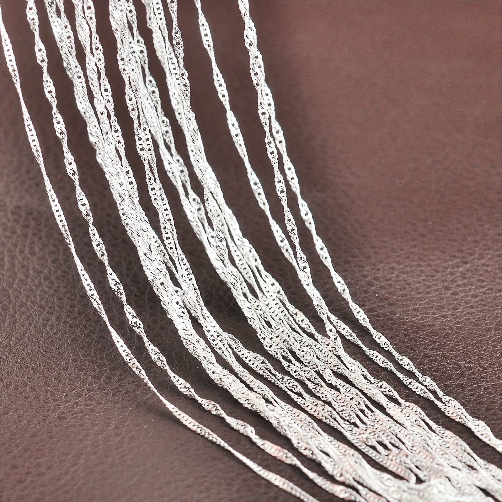 40cm Silver Plated Necklace Water Wave Chain