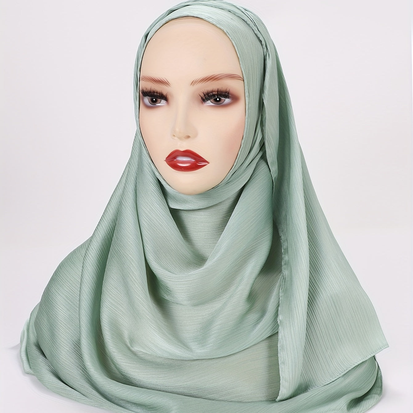 Crinkle Satin Scarf Hijab Solid Classic Shawl Head Wrap Women