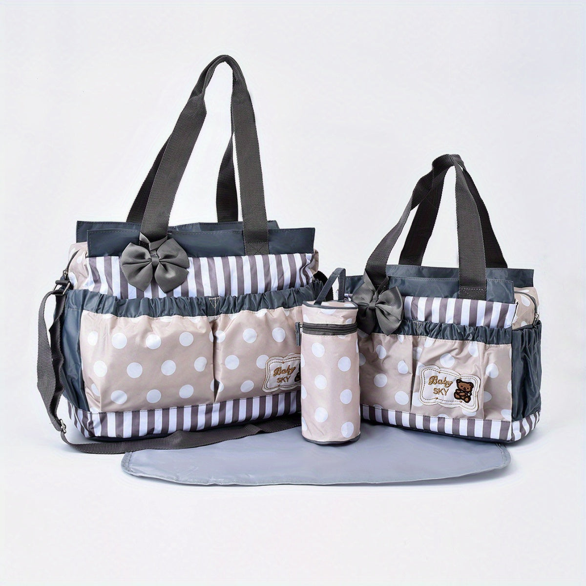 Large Polka Dot Mommy Bag - Four Piece Set