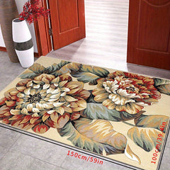 Vintage Floral Living Room Carpet Loop Velvet Non-slip Stain Resistant Rug