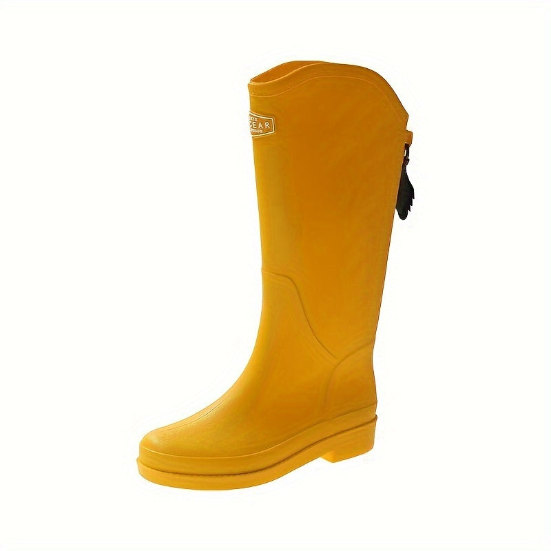 Long Tube Solid Water Boots Casual Wear Resistance Non Slip Rain Shoes