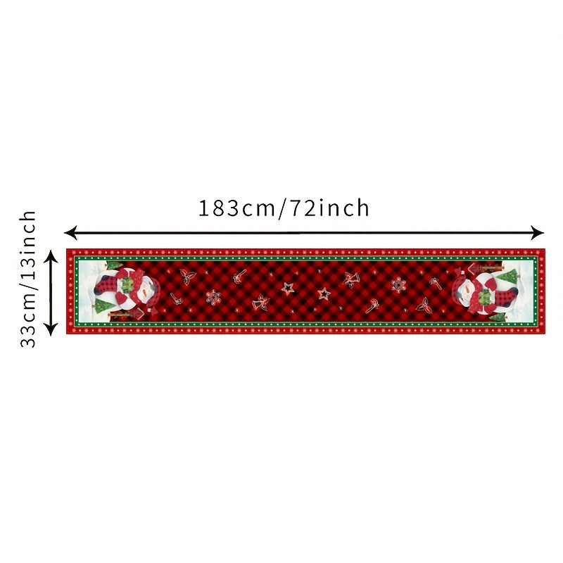 Red Plaid Santa Claus Table Runner - Christmas Decor