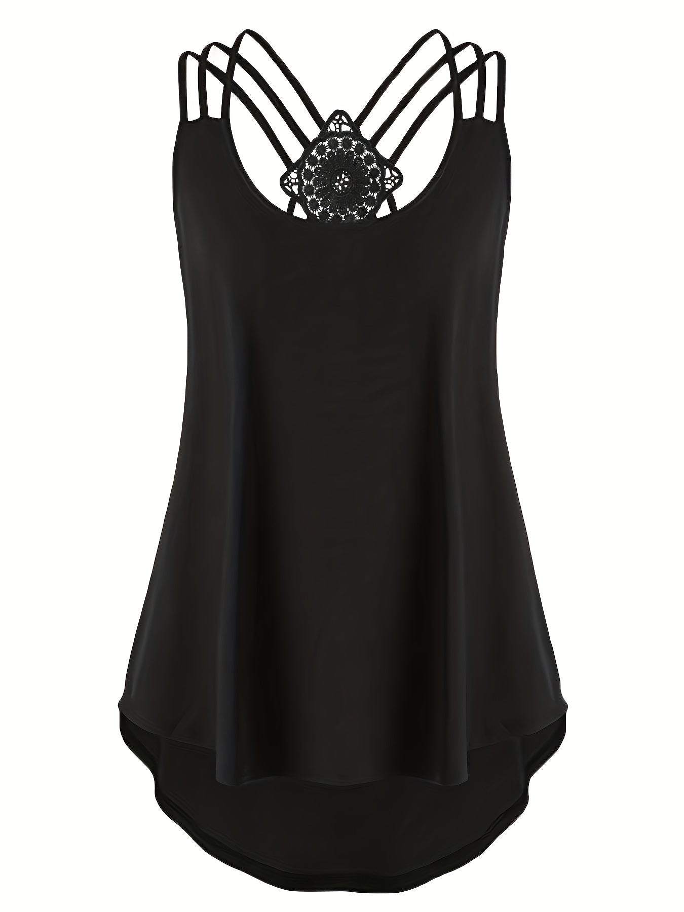 Cross Back Spaghetti Strap Top Crew Neck Sleeveless Cami