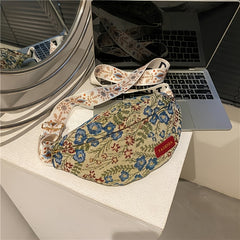 Vintage Graphic Flower Pattern Crossbody Bag