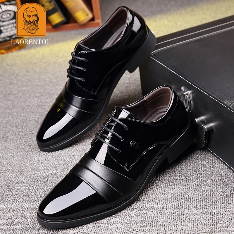 LAORENTOU Men's Leather Pointed Toe Oxford Derby Style Dress Shoes