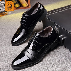 LAORENTOU Men's Leather Pointed Toe Oxford Derby Style Dress Shoes