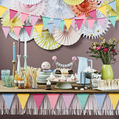 4pcs Pastel Rainbow Pennant Banner Flags for Birthday Spring Easter Classroom