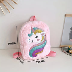 Kids Unicorn Cartoon Plush Backpack with Large Capacity