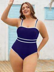  Colorblock Square Neck One Piece Swimsuit