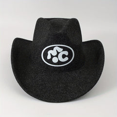 Western Cowboy Cowgirl Hat Front Clip Wide Brim Felt Polyester Hat Men Women