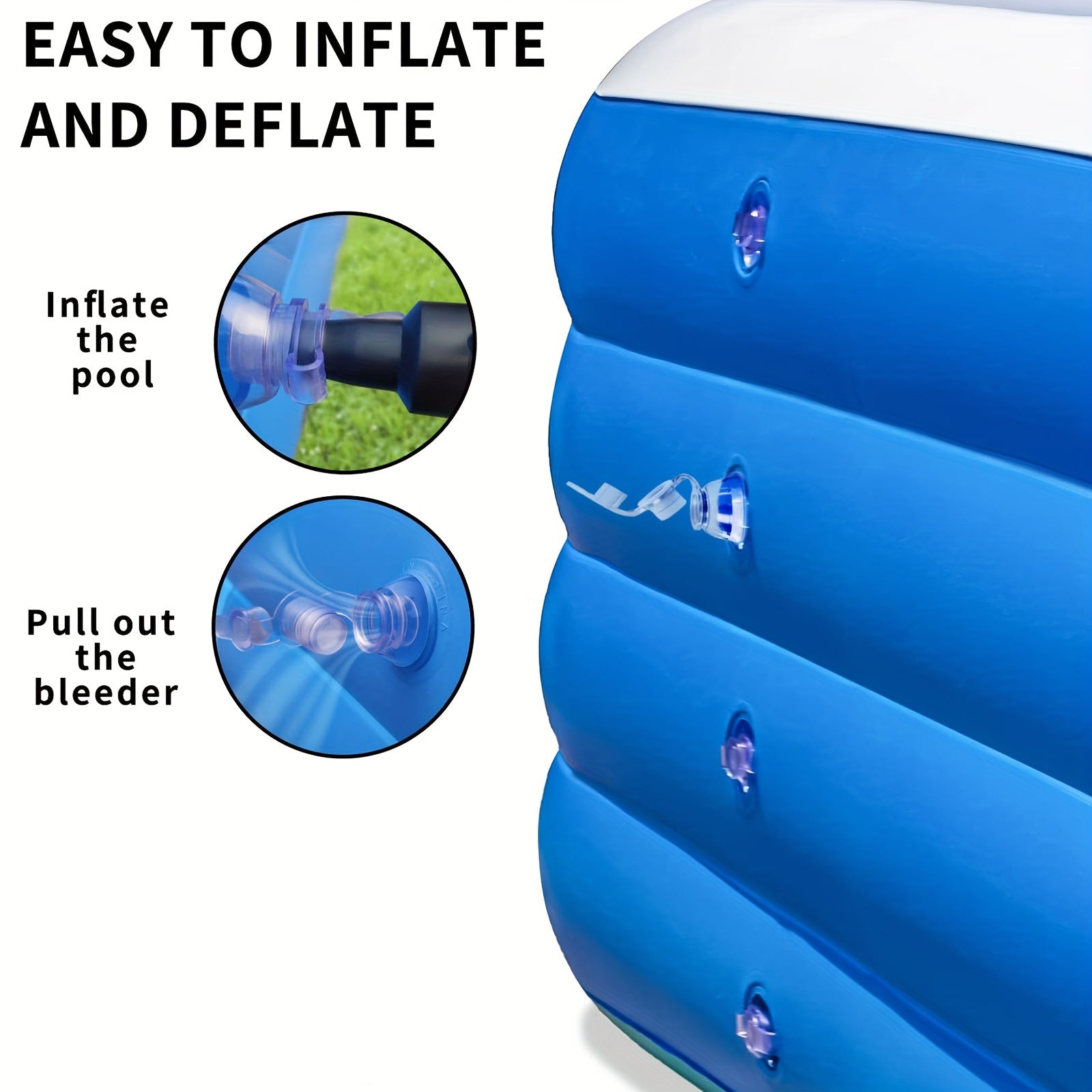Family Swimming Pool with 4 Rings Oversized Inflatable, Foldable for Home Yard