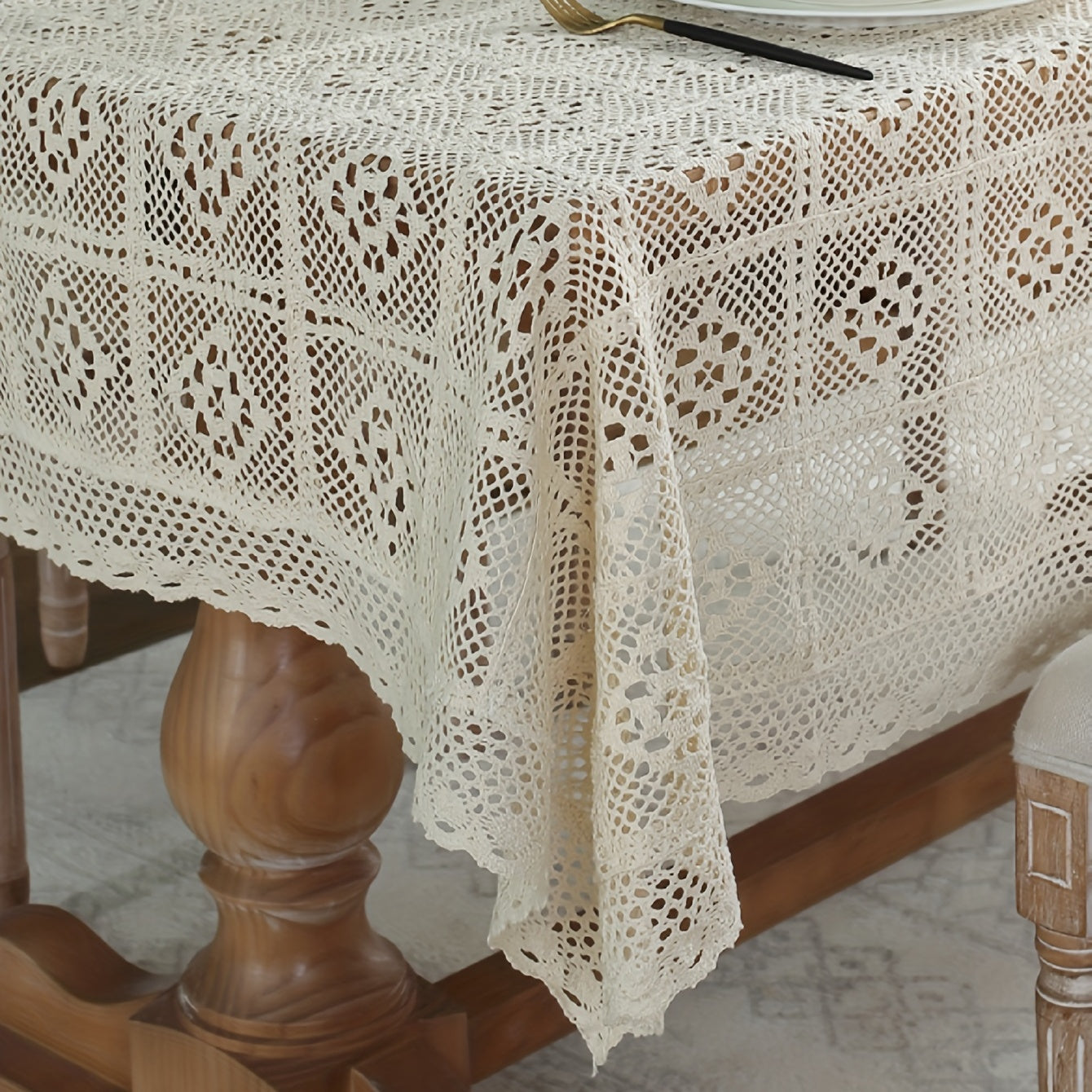 Bohemian Crocheted Cotton Tablecloth for Home Decor