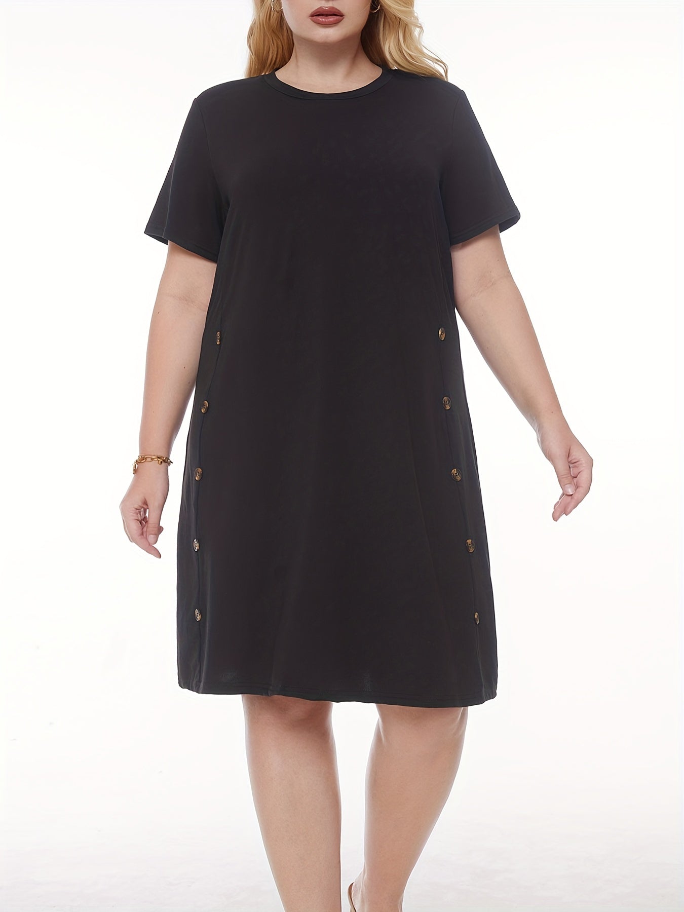  Casual Dress Women's Plus Button Tee Dress