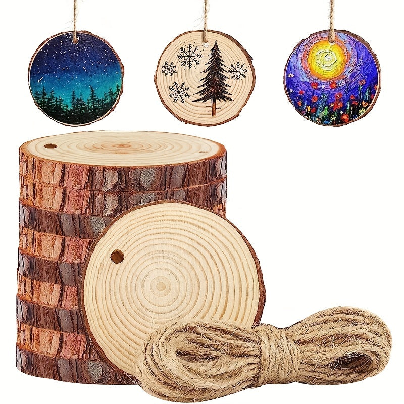 10pcs 7-9" Natural Wood Slices Unfinished, DIY Arts, Rustic Wedding Decor