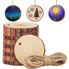 10pcs 7-9" Natural Wood Slices Unfinished, DIY Arts, Rustic Wedding Decor