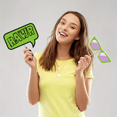 30pc Dinosaur Photo Booth Props Set for Birthday & Party Decorations