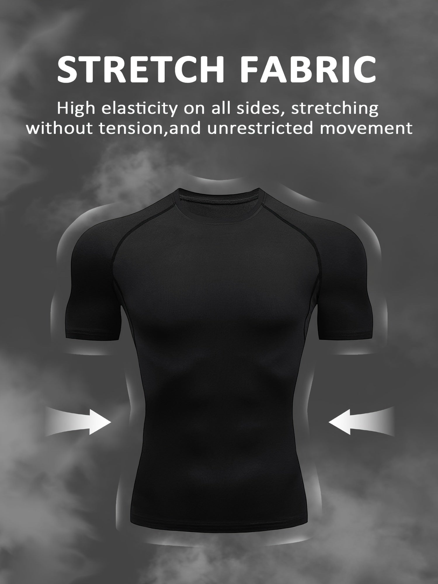 3 Pcs Men's Short Sleeve Quick Drying Compression T-Shirt for Fitness