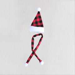 Mini Gingham Santa Hat Small Santa Hat With Scarf Christmas Flower Bottle Decor