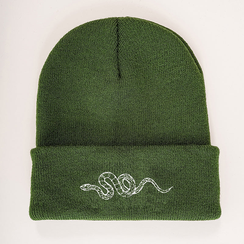 Snake Embroidered Beanie Hat for Women Christmas Gift