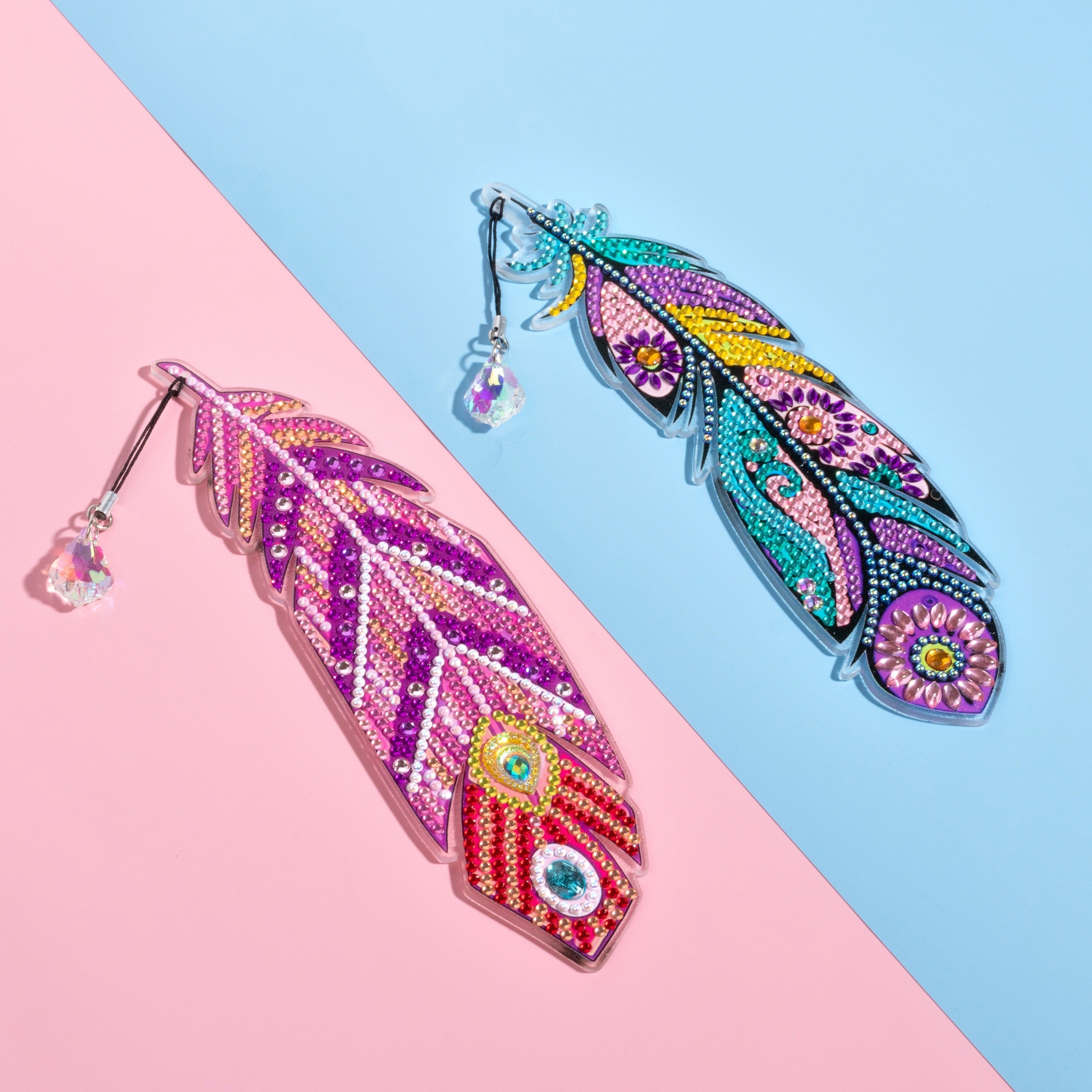 DIY Diamond Dot Art Feather Bookmark 2pcs Set