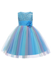 Girls Formal Sequin Flower Girl Princess Dress