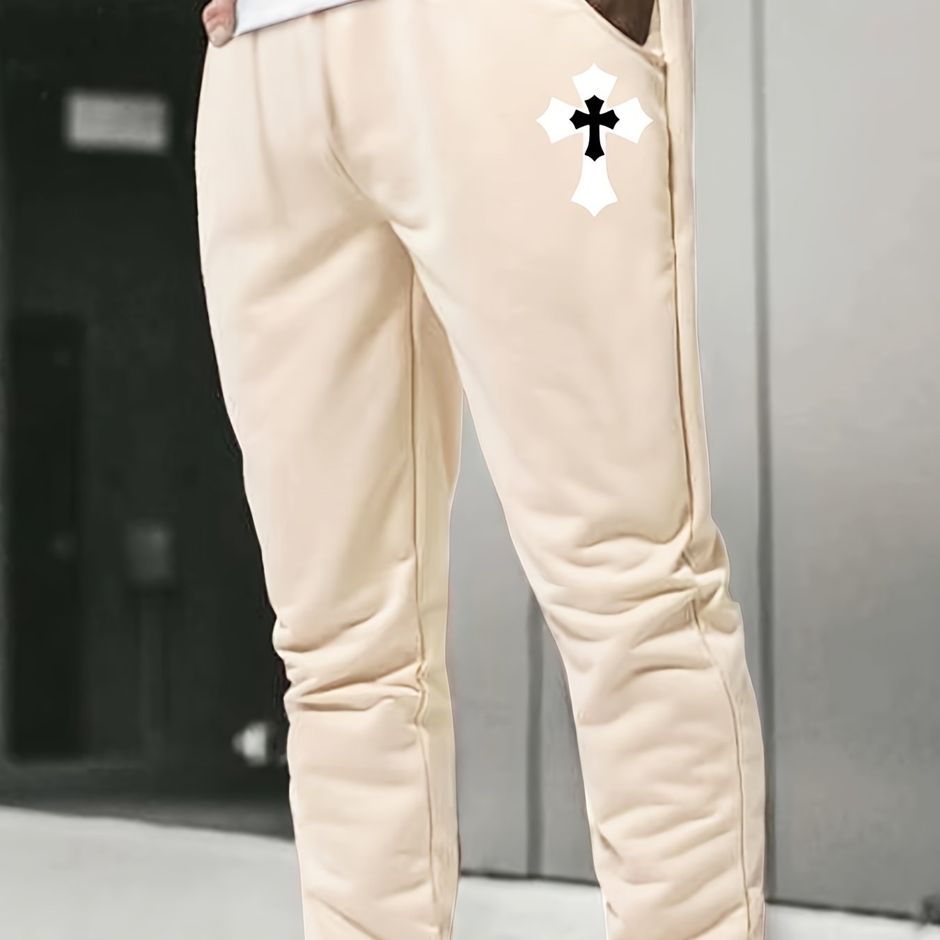 Cross Print Men's Sports Pants Casual Jogging Trousers
