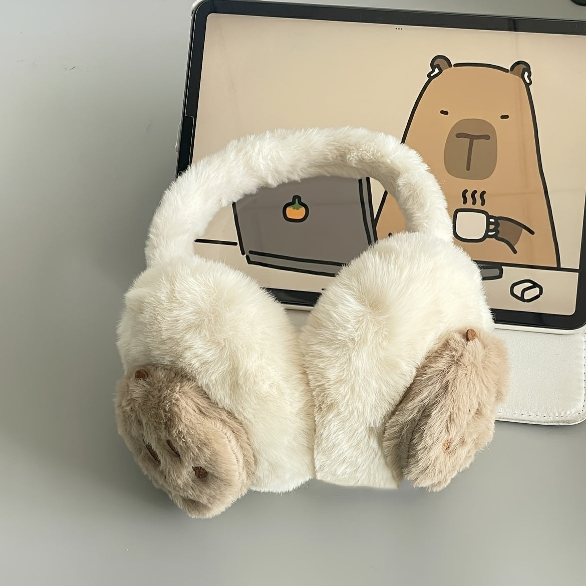 Cute Capybara Plush Earmuffs for Women Winter Ear Warmers