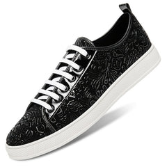 Men's Flower Embossed Sneakers Lightweight Non Slip Walking Shoes