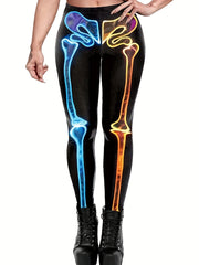  Skeleton Print Halloween Leggings