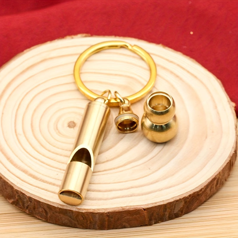 Brass Whistle Gourd Keychain Outdoor Survival Pendant