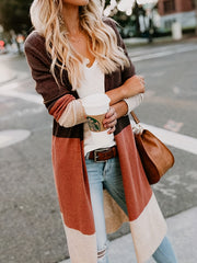 Colorblock Long Sleeve Cardigan