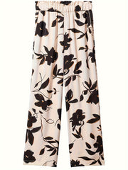  Floral Print Wide Leg Trousers With Pockets