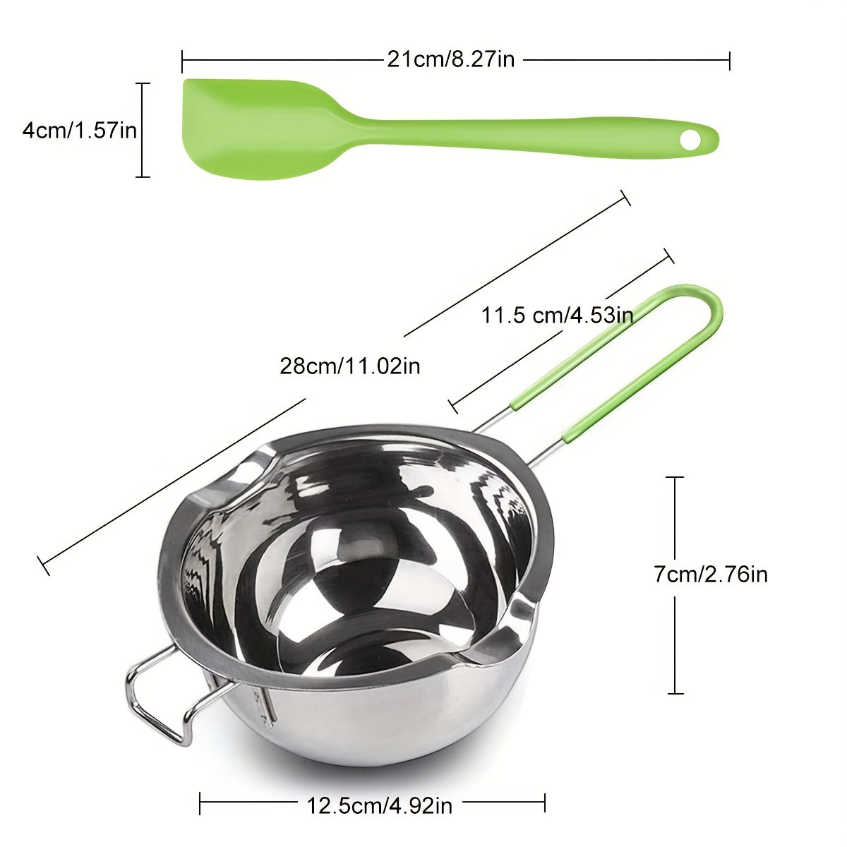 Stainless Steel Double Boiler Pot 600ml with Silicone Spatula