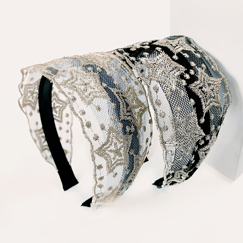 Star Lace Wide Brimmed Headband Holiday Hair Hoop