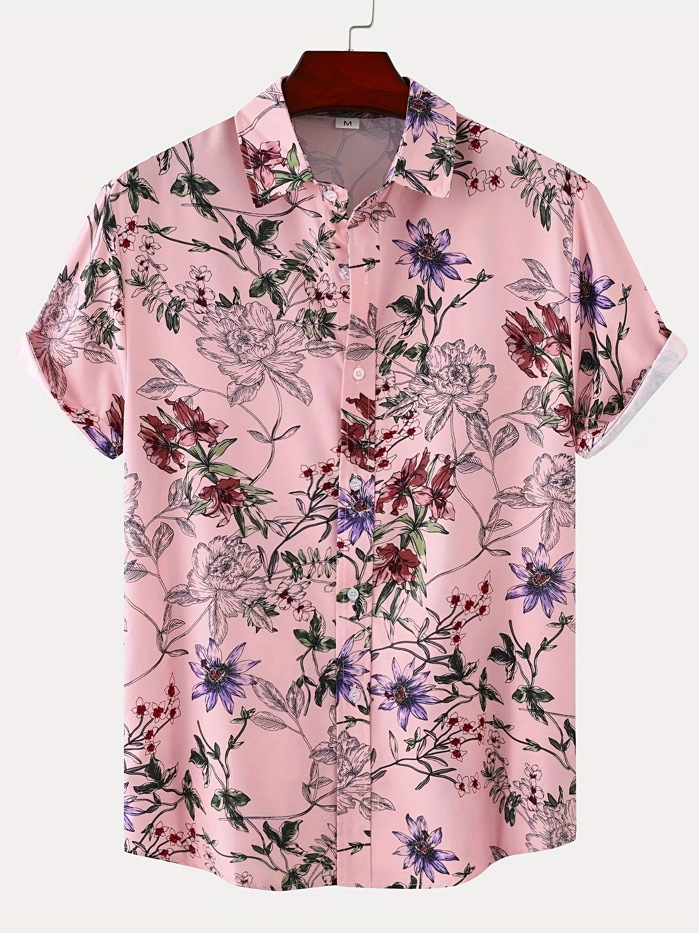 Men's Floral Short Sleeve T-Shirt for Summer Beach Style