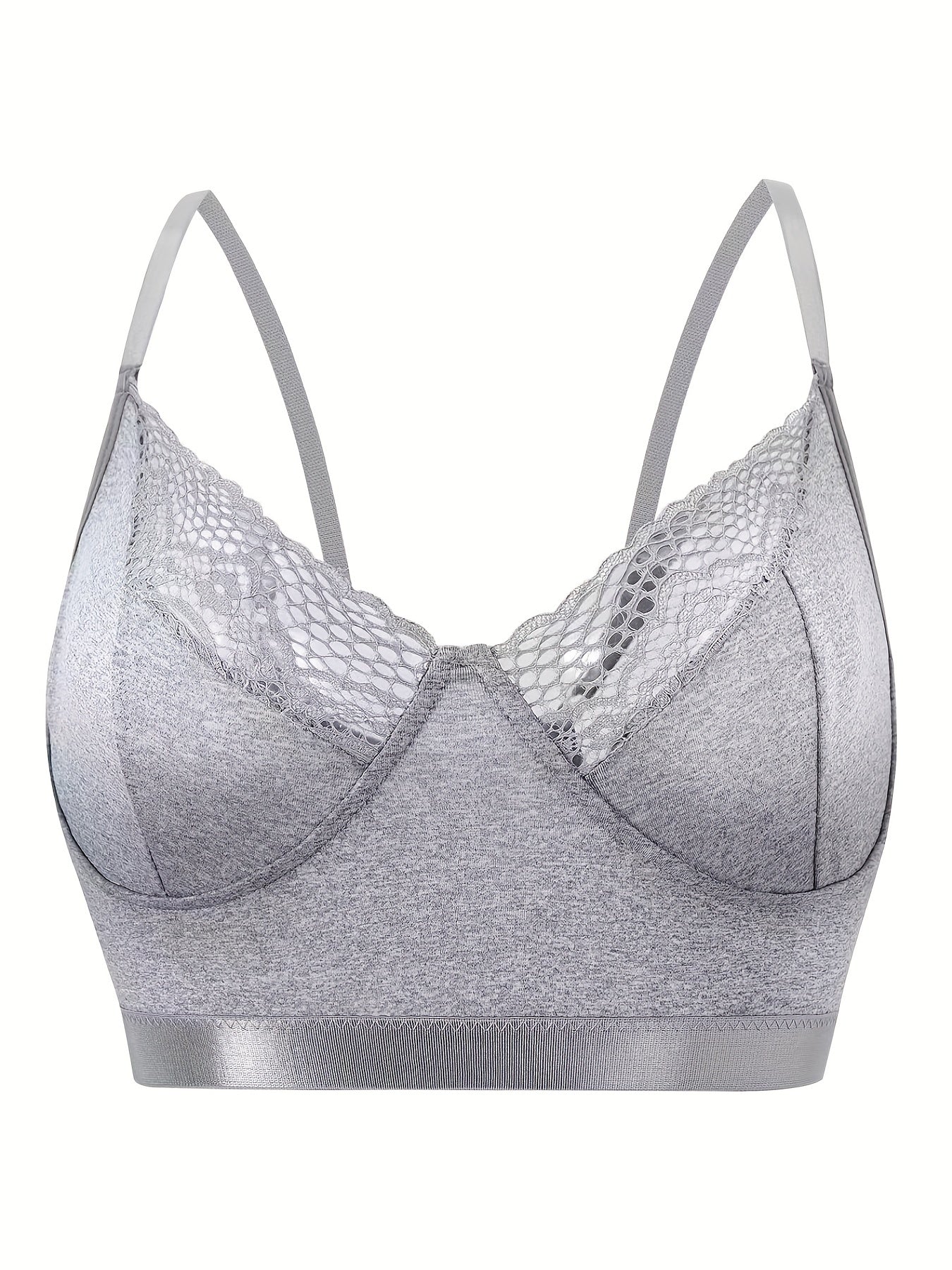  Sexy Bra Women's Plus Contrast Lace Trim Longline Bra