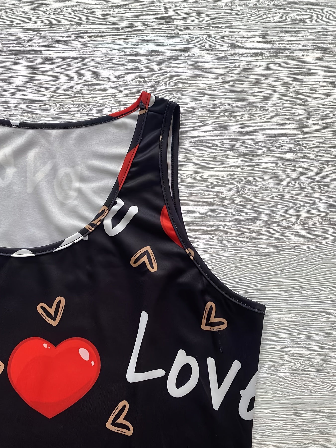 Plus Size Casual Dress Women's Plus Art Letter & Heart Print Bodycon Tank Dress
