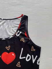 Plus Size Casual Dress Women's Plus Art Letter & Heart Print Bodycon Tank Dress