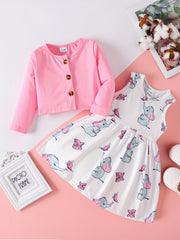 Baby Girl's Cardigan Top & Sleeveless Dress Set