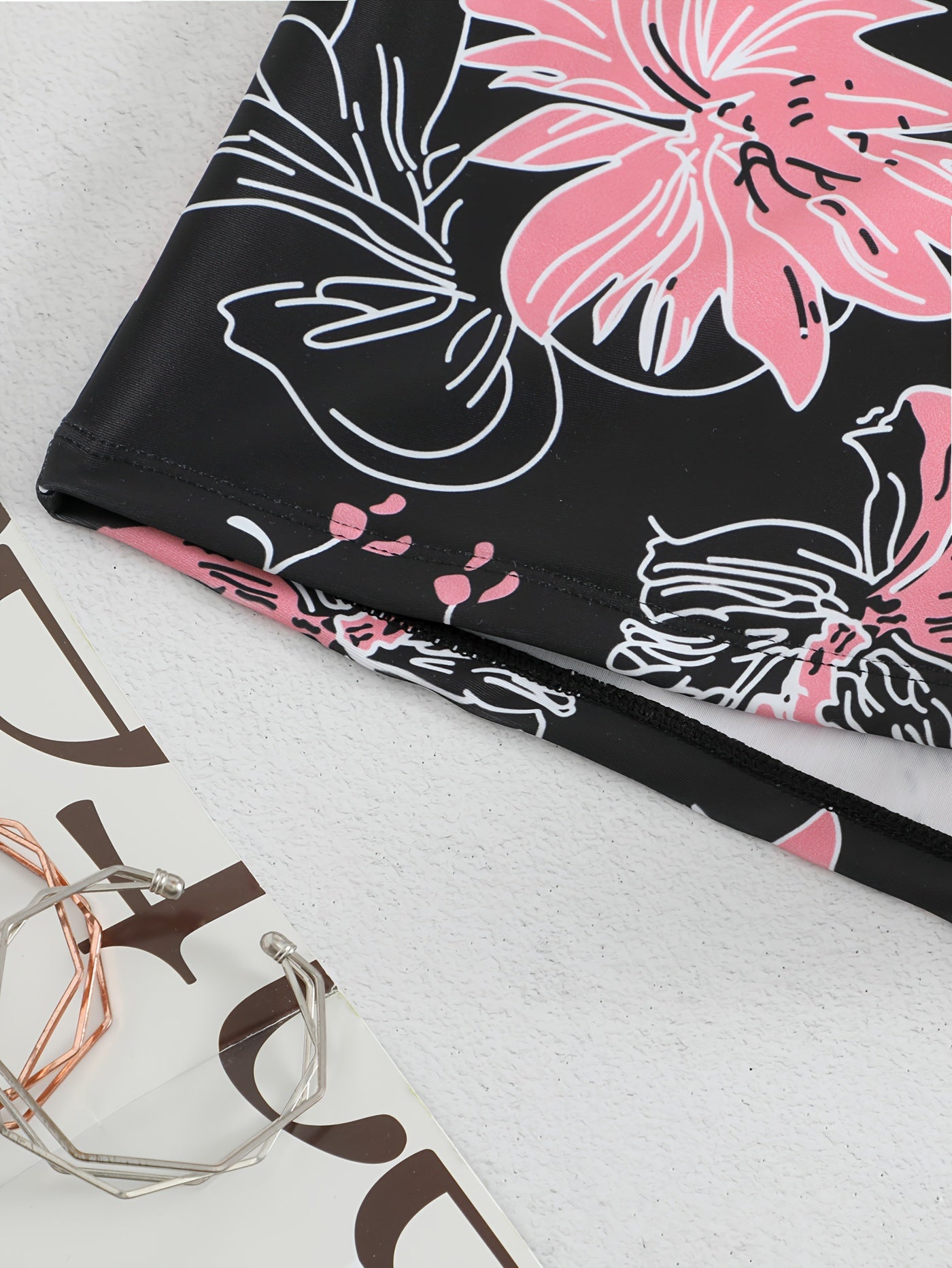  Floral Print High Waist Beach Shorts