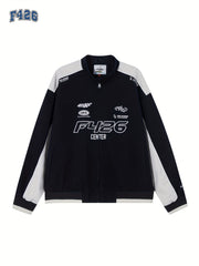 Men's Cotton Half Zipper Stand Collar Sweatshirt Retro Block Sweatshirt