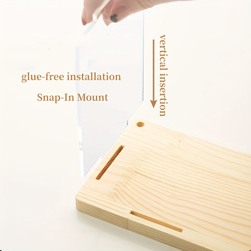 1pc Solid Wood & Acrylic Display Box Clear Dustproof Model Organizer