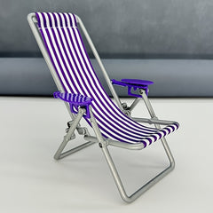 Mini Beach Chair Folding Canvas Striped Dollhouse Accessory