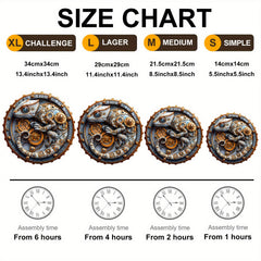 Steampunk Chameleon Wooden Puzzle with Golden Gears