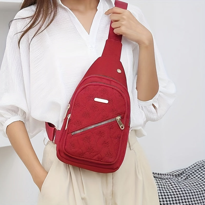 Casual Embroidered Nylon Chest Bag