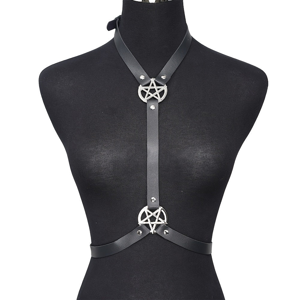Punk Neck & Waist Belt Pentagram Chest Harness