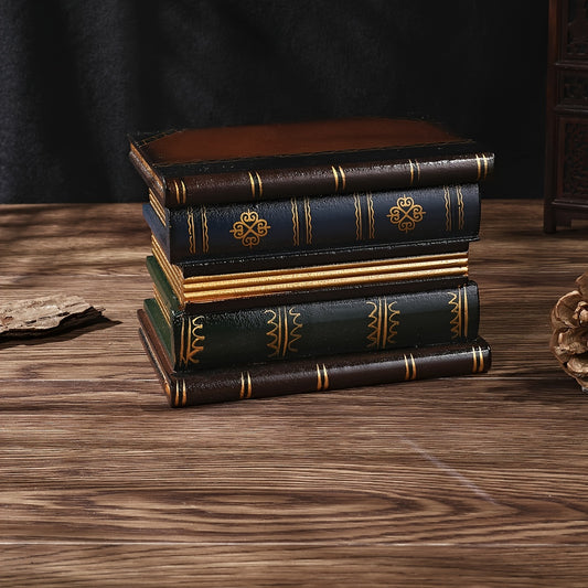 Vintage Wooden Book Shape Storage Box Desktop Decor